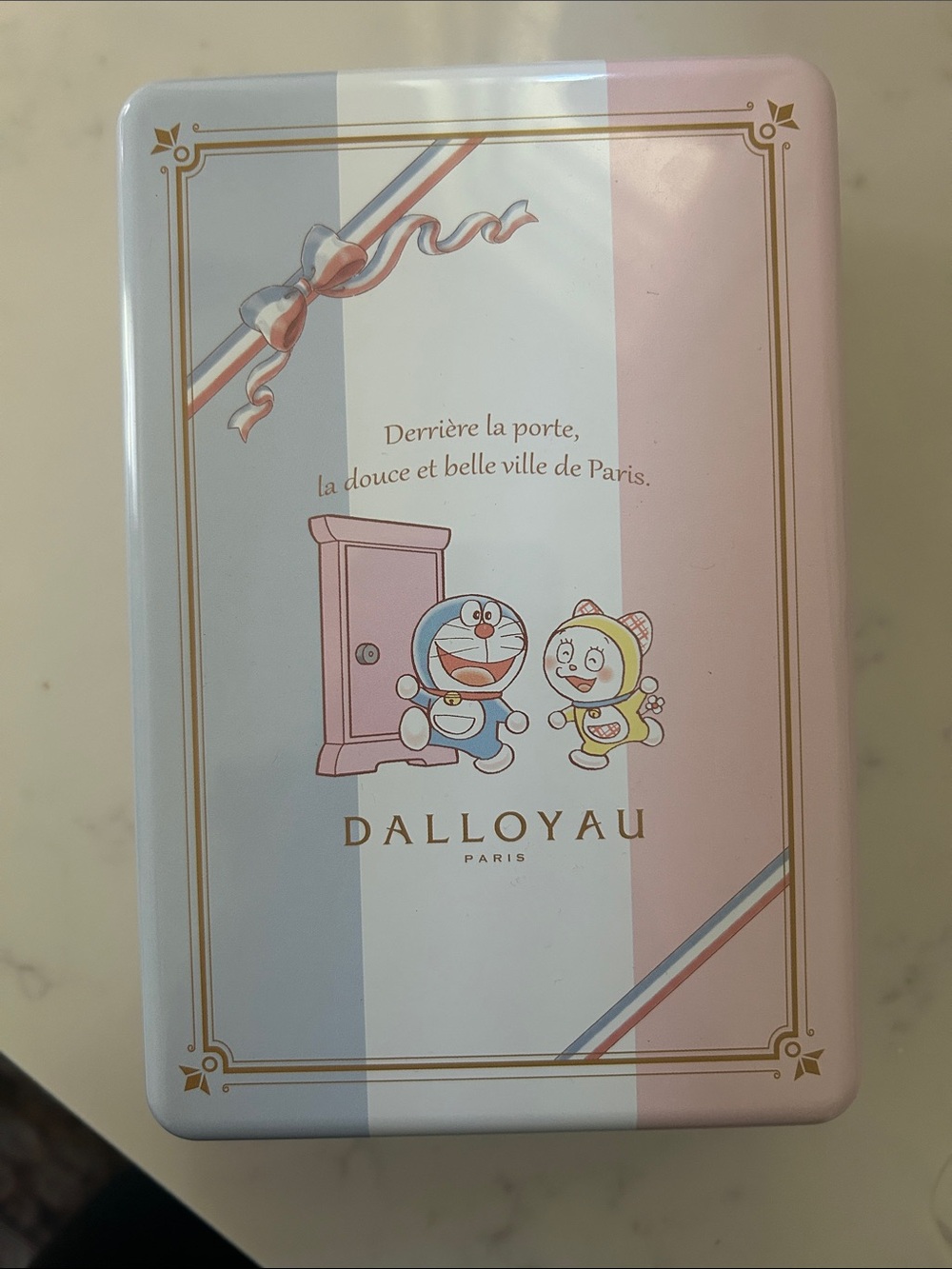 Dalloyau Paris Pink & Blue Decorative Tin - Doraemon Motif